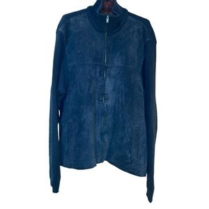 Marc Edwards Full Zip Leather Sweater Jacket Black Size XXL